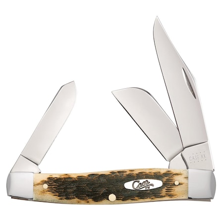 Case Cutlery Knife, Amber Bone Cv Large Stockman 00204